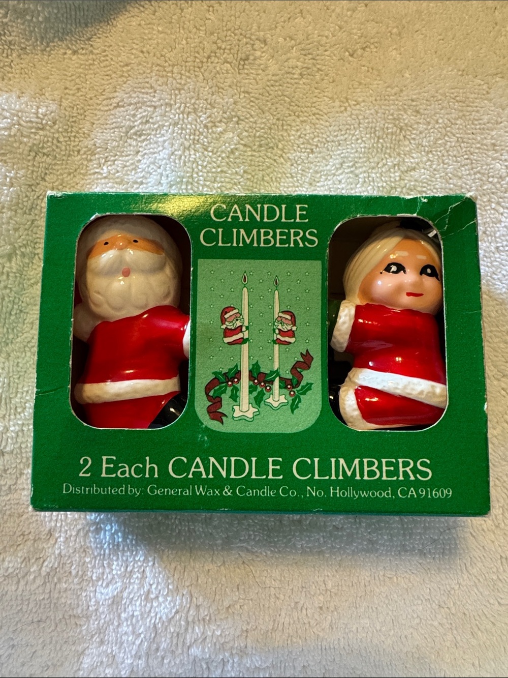 Candle Climbers Santa & Elf Holiday Candle Toppers in Red and White